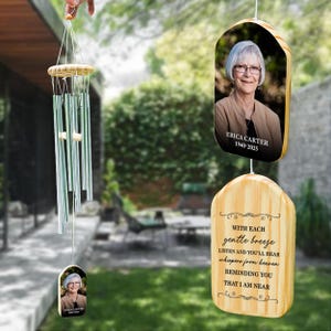 Personalized Memorial Wind Chime With Photo, Memorial Gifts, Bereavement Gift, Remembrance Wind Chime, Outdoor Decor, Sympathy Gift
