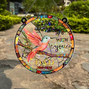 Hummingbird Memorial Suncatcher, Hummingbird Suncatcher, Remembrance Sympathy Loss of Mother Father Gift, Memory of Loved One Gifts