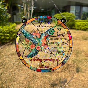 Hummingbird Memorial Suncatcher, Hummingbird Suncatcher, Remembrance Gift, Heaven Signs, Loss Of Mom, Dad Sympathy Gifts, memorial signs