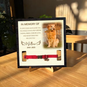 Custom Dog Collar Sign, Dog Collar holder, Dog Memorial Wood Frame With Collar Holder, Pet Sympathy Gift, Personalized Pet Memorial