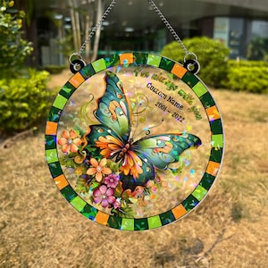Butterflies Suncatcher Personalized, Memorial Window Hanging, Memorial Gifts for Loss of Loved Ones, Suncatcher Decor, Butterfly Ornament