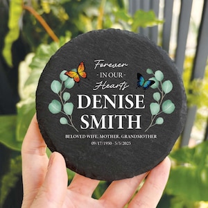 Custom Memorial Garden Stone, Remembrance Plaque Stake, Human Grave Marker, In Loving Memory Sign, Butterflies Sympathy Gifts, Garden Decor