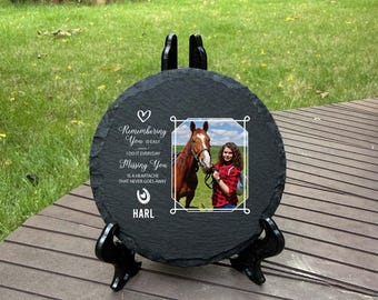 Pietra commemorativa personalizzata per cavalli, regalo di condoglianze personalizzato con foto di animali domestici, segnaposto da giardino
