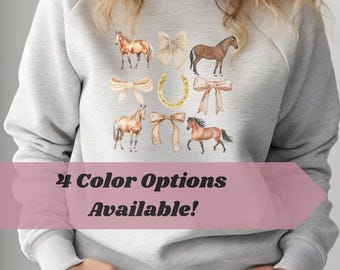 Sweatshirt mit Aquarell-Pferdedruck - Coquette Western Etasterischer Stil
