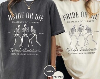 Bride or Die Bachelorette Shirt, Halloween Bach Party Tee, Bridal Party Shirts, Ride or Die Bridesmaid Gift, Til Death Do Us Party