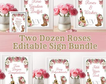 Two Dozen Roses Birthday Sign Templates, Girl Second Birthday Sign Templates, Cowgirl Second Birthday Sign Templates, Two Dozen Roses Decor