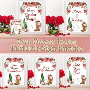 Two Dozen Roses Birthday Sign Templates, Girl Second Birthday Sign Templates, Cowgirl Second Birthday Sign Templates, Two Dozen Roses Decor