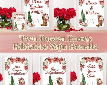 Two Dozen Roses Birthday Sign Templates, Girl Second Birthday Sign Templates, Cowgirl Second Birthday Sign Templates, Two Dozen Roses Decor