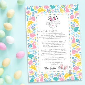 Plantilla de carta de conejo de Pascua, plantilla de carta del conejo de Pascua, carta de conejo de Pascua editable para niños, carta de Pascua editable para niños