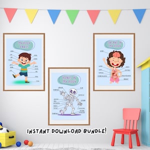 Mein Körper Lernposter Download Bundle, My Body Lernposter, Vorschullehrposter Download, Lernposter Homeschooling