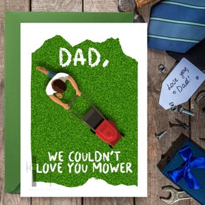 Modèle de carte pliable Love You Mower fête des pères, modèle de carte de tonte de fête des pères, carte de fête des pères, carte de fête des pères amateur d'herbe
