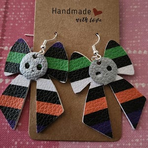 Halloween Faux Leather Dangle Earrings: Hypoallergenic 2&quot; Statement Jewelry