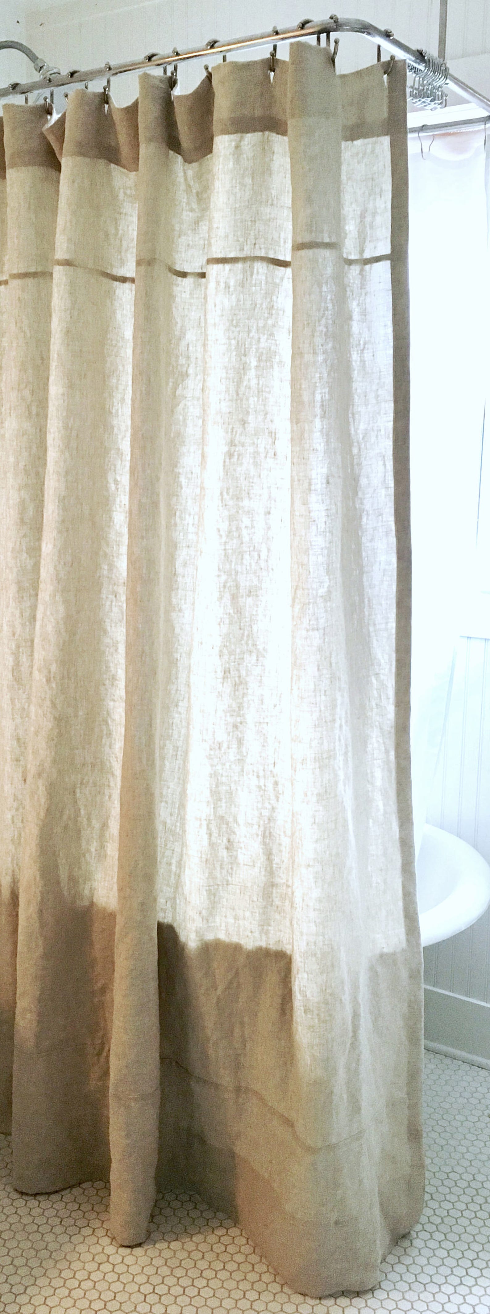 Natural Linen Custom Shower Curtain Made in the USA Etsy