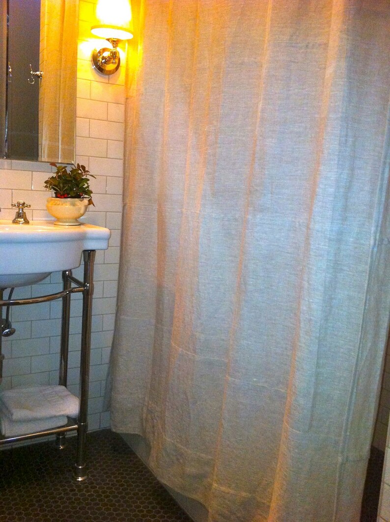 Natural Linen Custom Shower Curtain Made in the USA Etsy
