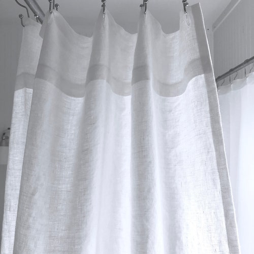 Pure White Linen Custom Shower Curtain MADE in the USA - Etsy