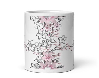 Favorite Bookshelf Coffee Mug, Gift for Book Lovers, Pressed Flowers Mug, Floral Books Mug, Librarian Bookworm Gift for Reader
