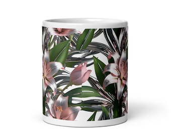 Geschenk für Buchliebhaber, Bibliothekar Bücherwurm Geschenk für Leser, Gepresste Blumen Tasse, Blumen Bücher Tasse, Lieblingsbücherregal Kaffeetasse