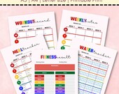 Fitness Planner Printable Workout Records Water Tracker Meal Tracker Weekly Notes Daily Planner Fitness Results Weight Loss Planner