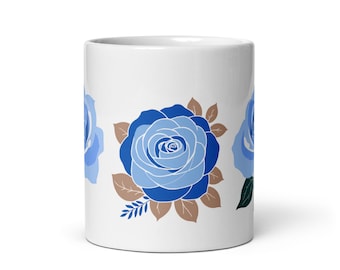 Blue Floral Mug Wildflower Coffee Cup Botanical Gift
