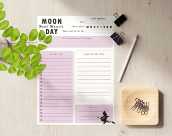 Affirmation Daily Planner Printable Planner Minimalist Journal Moon Witch Magical Day Instant Download A4 Size for Self-Care and Reflection