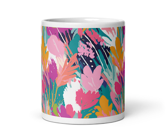 Handmade Pottery Mug Daisy Floral Coffee Cup