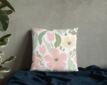 Boho-Blumen-Dekokissen, botanisches Dekokissen