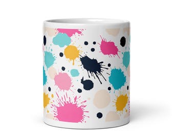 Handmade Splatter Mug Artisan Ceramic Coffee Cup Artist Gift