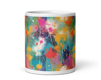 Handmade Splatter Paint Coffee Mug Colorful Ceramic Cup