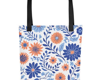 Sac fourre-tout à fleurs, imprimé fleurs sauvages, sac à provisions en polyester respectueux de l'environnement