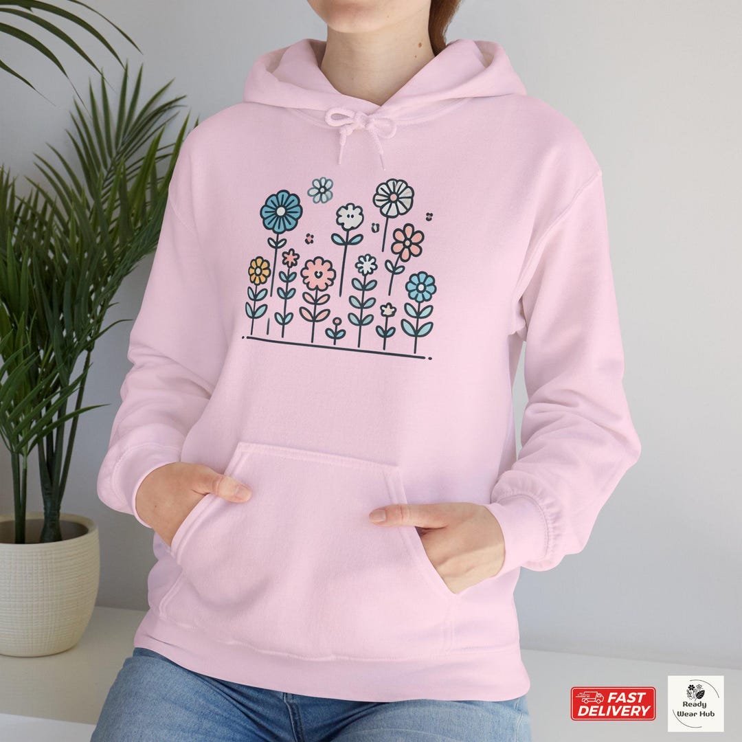 Interesting Floral Cartoon Prints Casual Blanket Hoodie