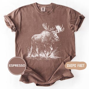 Comfort Colors Moose T-Shirt, Gift For Nature Lover Shirt, Woodland Wildlife Graphic Tee