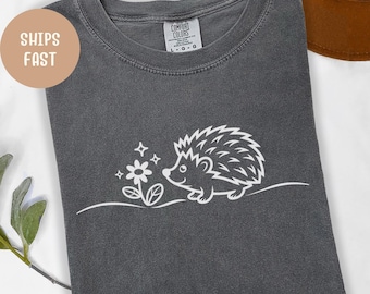 Comfort Colors Hedgehog Line Art T-Shirt: Hedgehog T Shirt