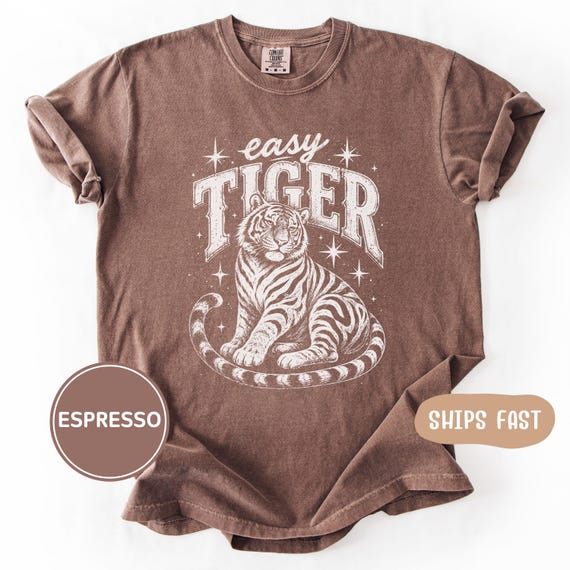 Comfort Colors Easy Tiger T-Shirt, Gift For Tiger Lover Shirt, Vintage Animal Tee Graphic