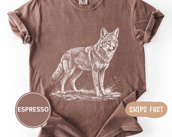 Comfort Colors Coyote T-Shirt, Gift For Nature Lover Shirt, Western Desert Wildlife Graphic Tee