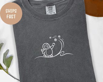 Comfort Colors Penguin Line Art-T-shirt: T-shirt met dierenprint