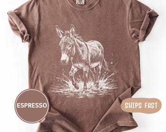Comfort Colors Donkey T-Shirt, Gift For Farm Lover Shirt, Rustic Country Animal Graphic Tee