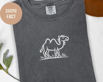 Komfortfarben Kamel Linie Kunst T-Shirt: Kamelliebhaber T-Shirt