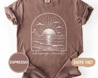 Comfort Colors Chasing Sunsets T-Shirt, Gift For Beach Lover Shirt, Ocean Sunset Tee