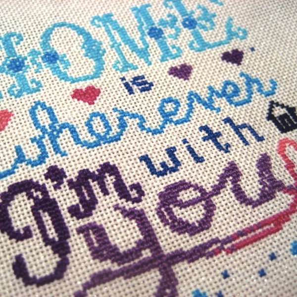 Home is wherever I'm with you -- Cross Stitch Pattern, instant download PDF