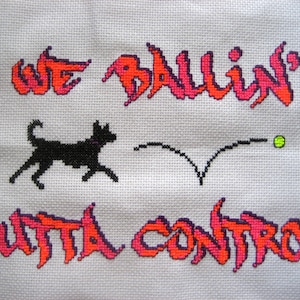 クロスステッチパターン、インスタントPDF - We Ballin' Outta Control犬