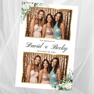 Modèle de cabine photo de mariage eucalyptus vertical doré 2 cadres 4 x 6