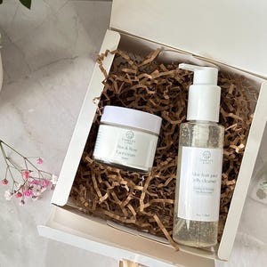 Glowing Skincare Duo: Aloe Vera Gel Cleanser + Rose Face Cream for Gentle Nourishment.