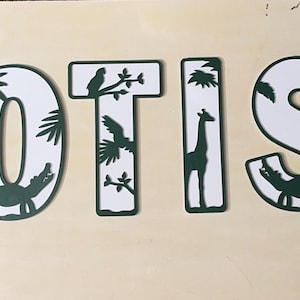 Safari Animal Nursery Name Sign: Wooden Alphabet Letters