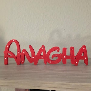 Disney Font Name Sign | Custom 3D Printed Disney Name Sign | Disney Font Nursery | Dotted Design | Disney Inspired Crib Nameplate