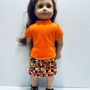 18&quot; Doll Halloween Skirt Outfit: Tee Shirt & Plaid Skirt