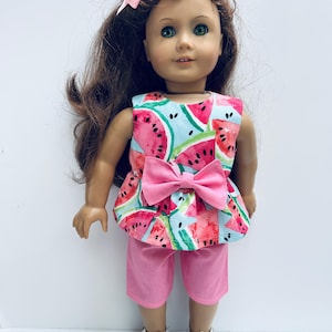 Watermelon Doll Shorts Set: 18&quot; Doll Clothes, American Made