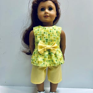 18&quot;  Doll Shorts Outfit, 18&quot; Doll Clothes. 18&quot; Yellow shorts outfit, Doll Accessories, Doll Clothes, Shorts Set,