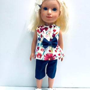 American Made  14.5&quot; Shorts Set, 14.5&quot; Doll Clothes. 14.5&quot; shorts outfit, Doll Accessories, 14 Inch Doll Flower Shorts Set
