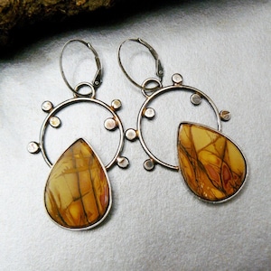 Aros de plata de ley con jaspe de Red Creek – Artisan Dangles