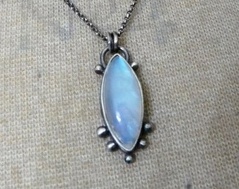 Moonstone Pendant |  Fiery | Moonstone | Pendant | Statement | Necklace  | Sterling Silver | Boho | Cottage | Hippie | Artisan | Industrial